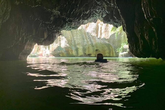 Explore Cuevas Charco Azul, Arenas and Playa de Aguas Cristalinas - Entering Charco Azul by water