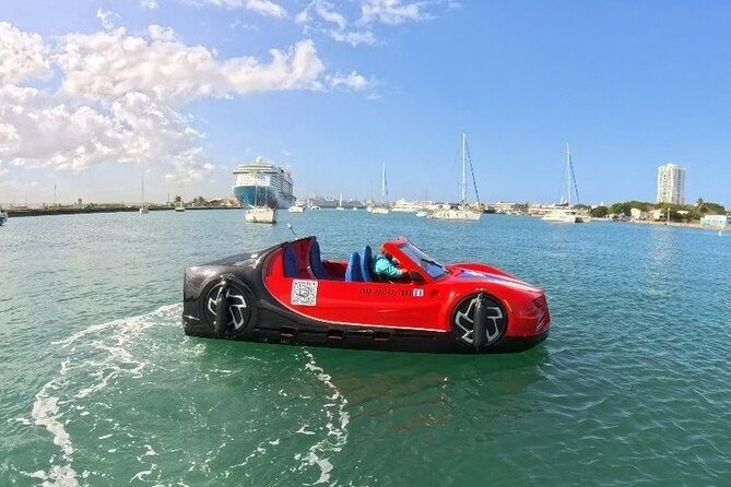 San Juan Watersports Car Rentals Red Bugatti - A sports car that belongs on San Juan Bay