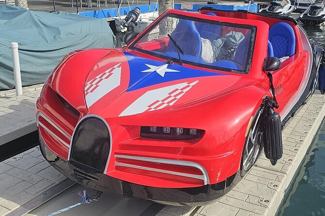 San Juan Watersports Car Rentals Red Bugatti - The 30-minute route across San Juan Bay