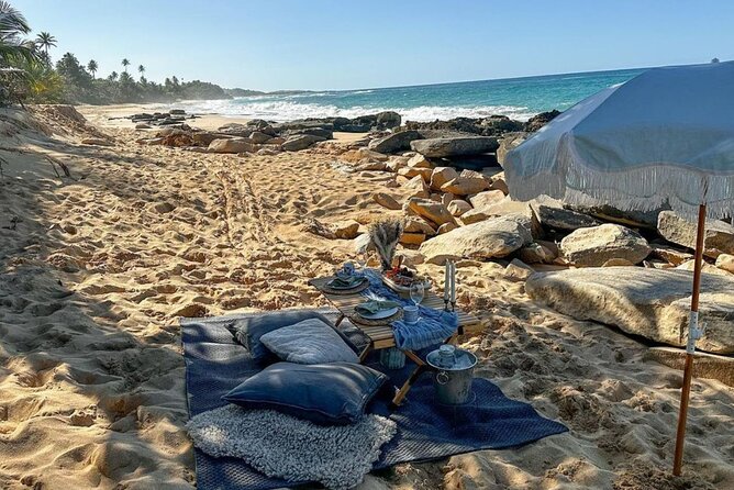 Tailor Made Luxury Picnic with Breathtaking Views - The beach canopy and table setting