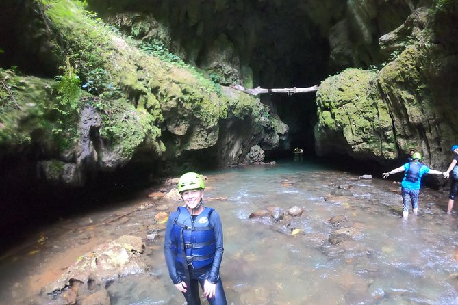 Tanama River Cave Tubing - Walking upstream through the canyon